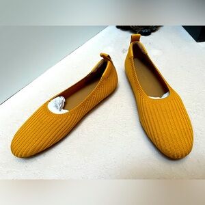 Everlane The Day Glove Flats in Re-Knit Woven Ballet Stretch Mustard Yellow 9